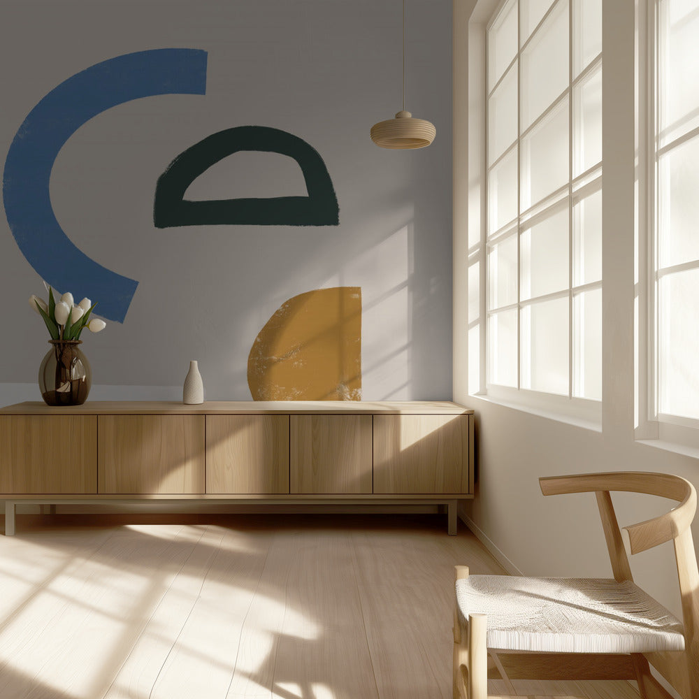 Minimalistische Formen in gedeckten Farben | Tapete