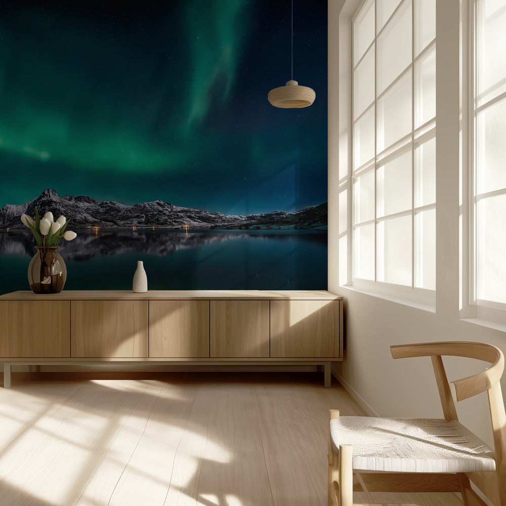 Lofoten Aurora Reflexion | Tapete