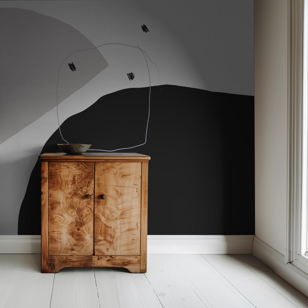 Monochrome schwarze und graue Formen | Tapete