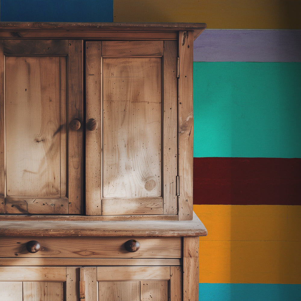 Lampe und gestreifte Wand | Tapete