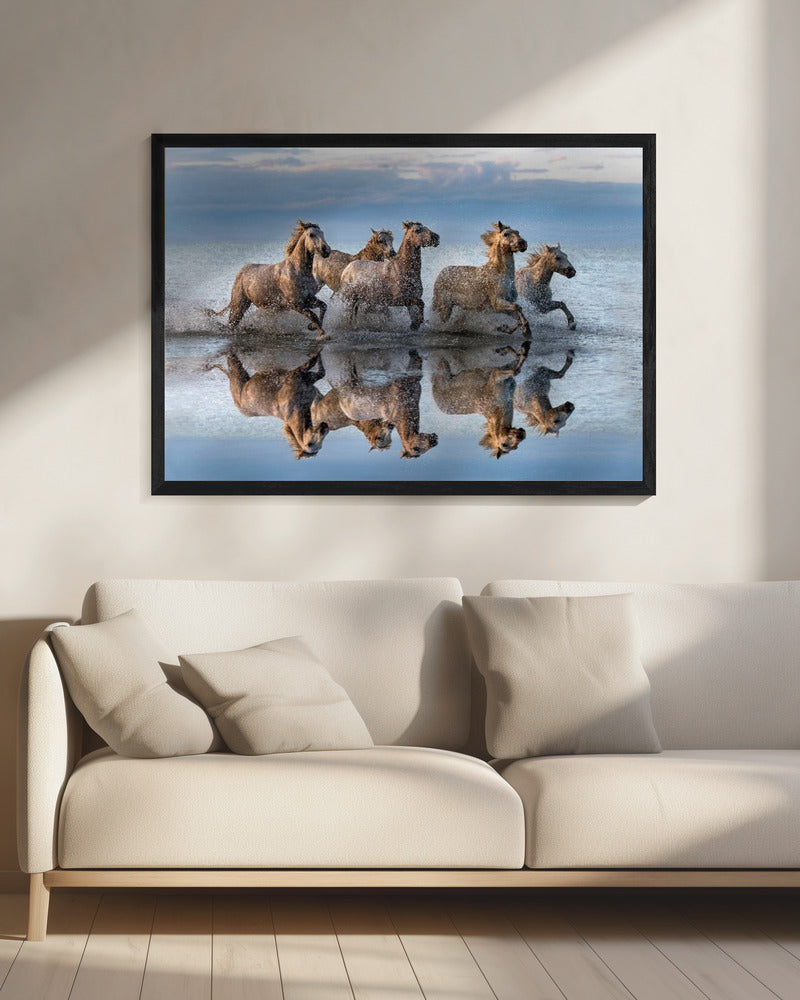Pferde und Spiegelbild | Leinwand
