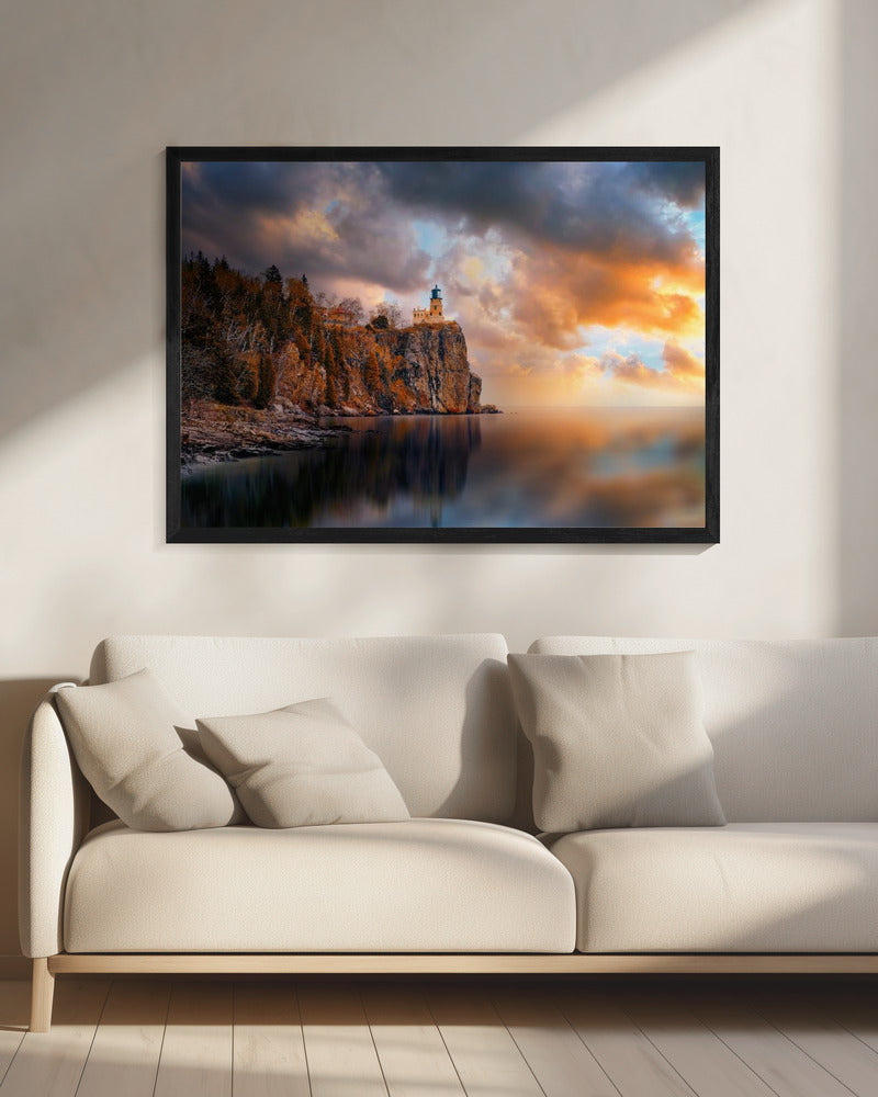 Ein bewölkter Tag am Leuchtturm von Split Rock | Leinwand
