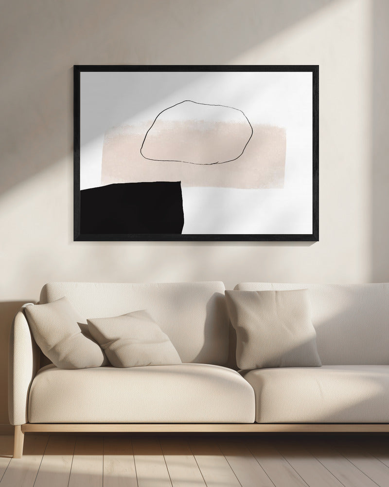 Beige Form und schwarzer Block | Leinwand