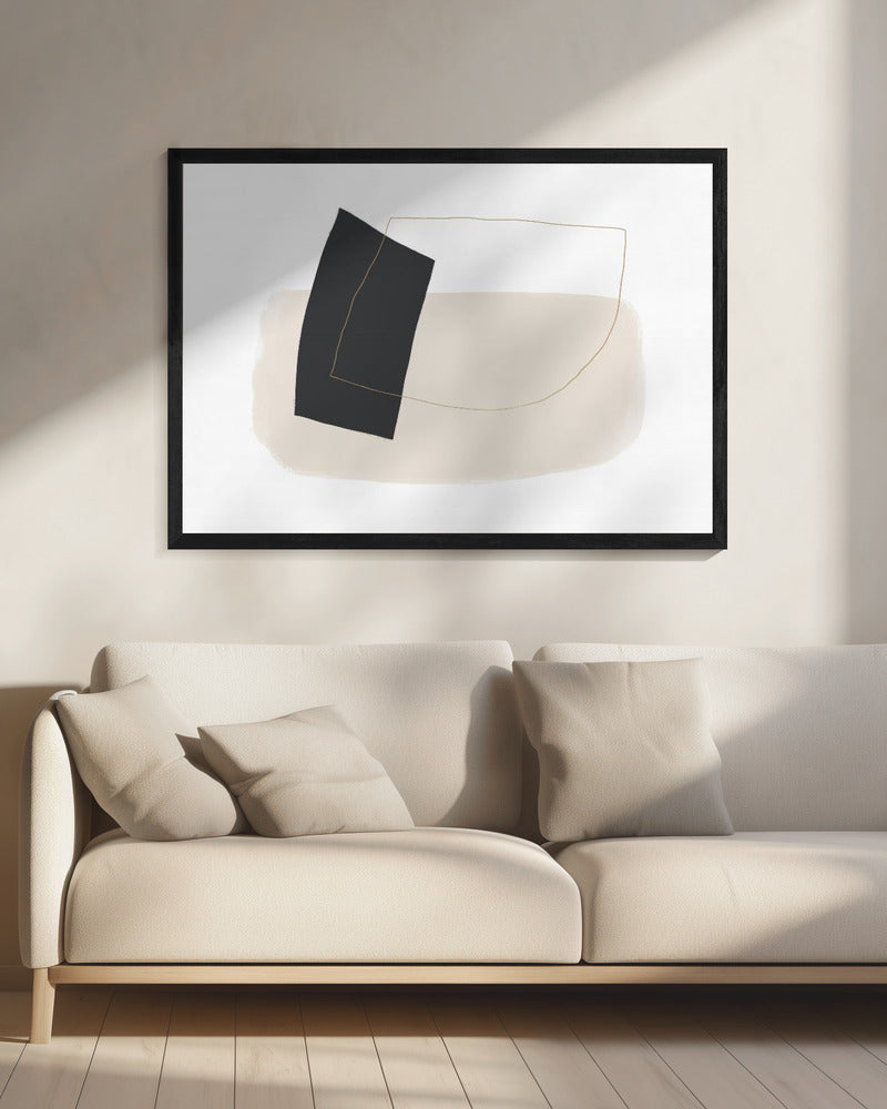 Geometrische Formen und einfache Linien in neutralen Tönen | Leinwand