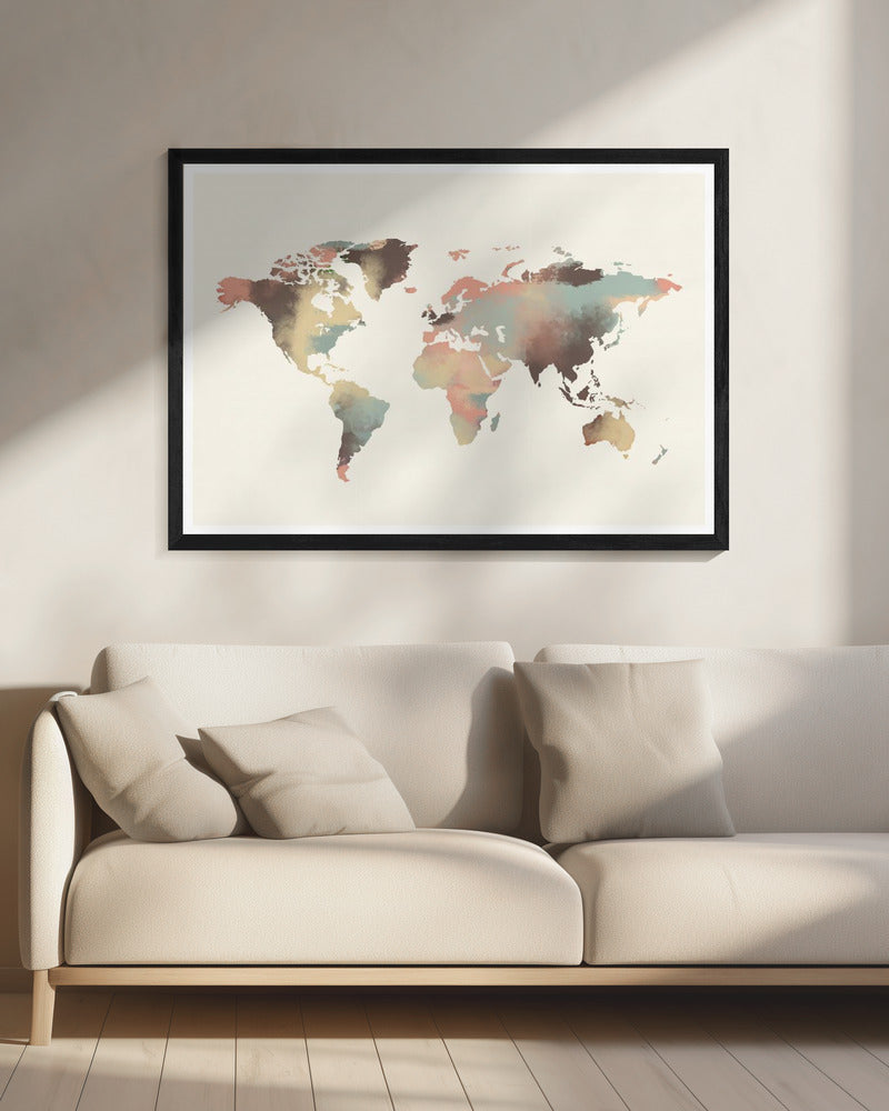 Aquarell Weltkarte | Leinwand