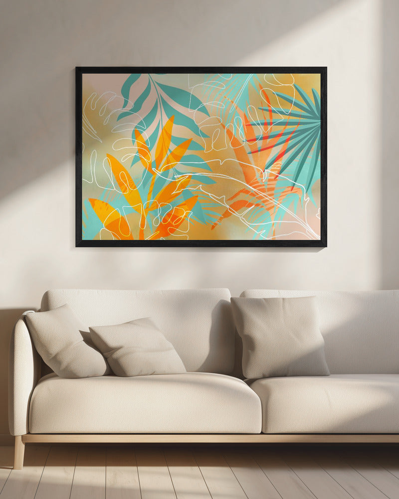 Tropischer Sommer Orange Türkis | Leinwand