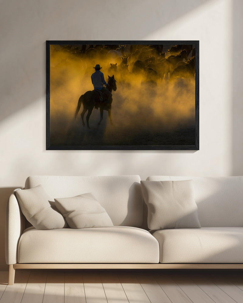 Cowboy und Pferde | Leinwand