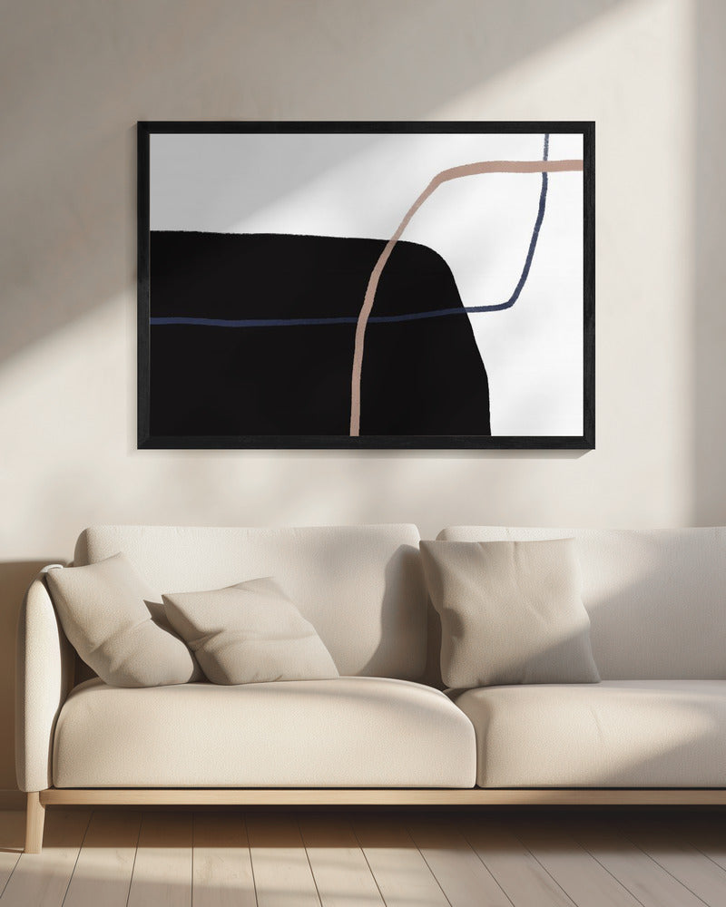 Sich kreuzende Linien und kräftige schwarze Formen | Leinwand