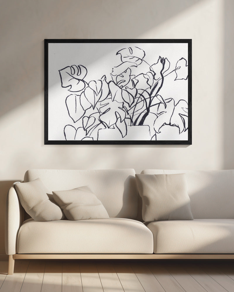 Schwarz-Weiße Monstera Klein | Leinwand