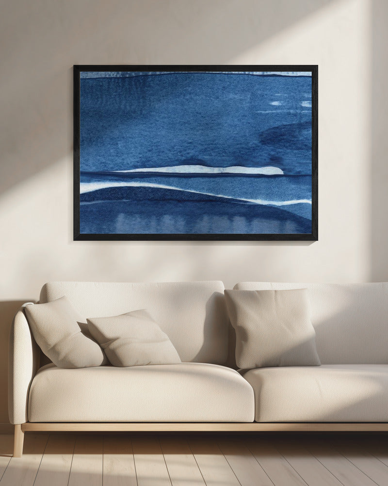 Blaue Aquarellwellen | Leinwand