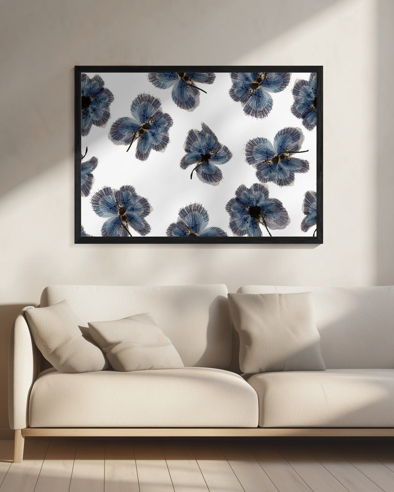 Marineblauer Blumenmix | Leinwand