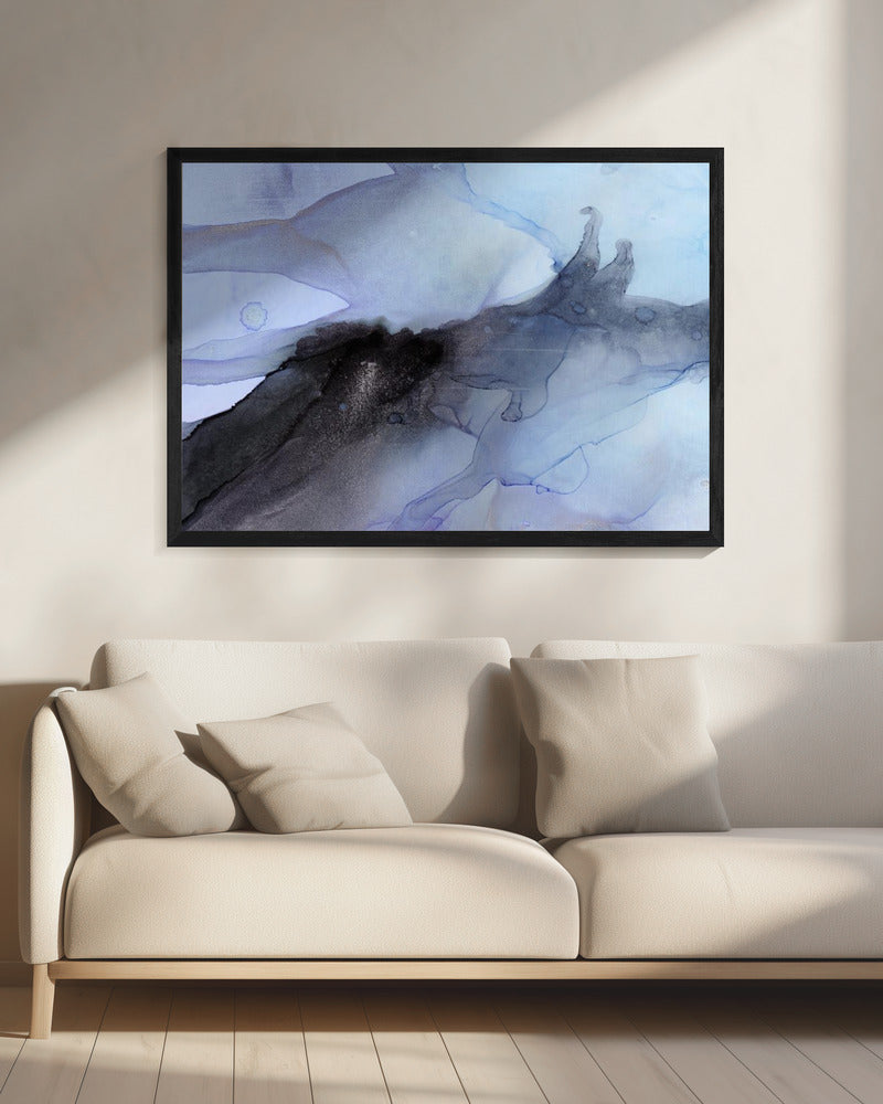 Flüssige blaue und schwarze Tintentexturen | Leinwand