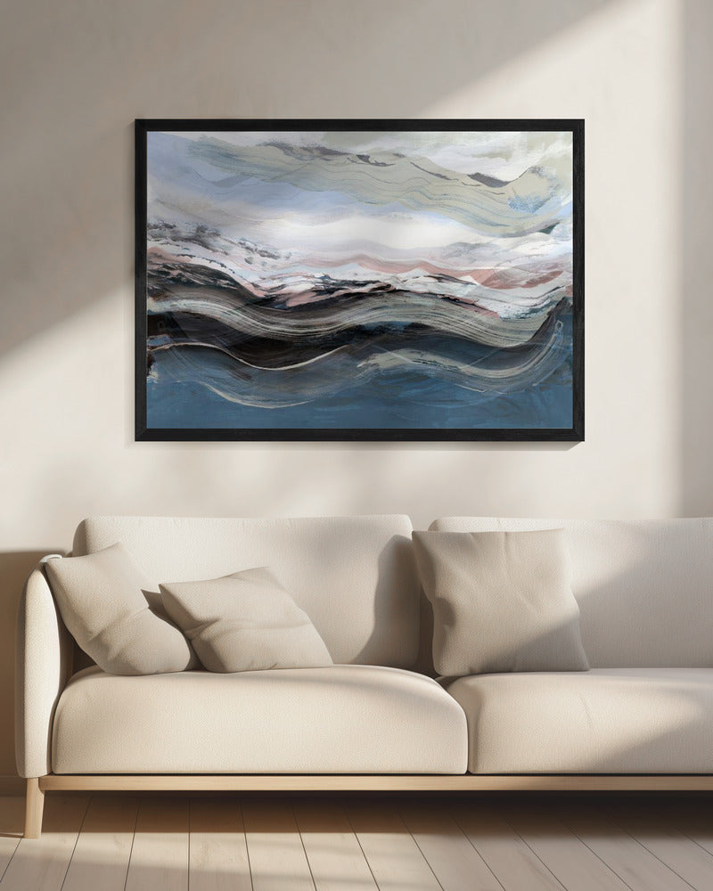 Abstrakte Landschaft Wellen Blau | Leinwand
