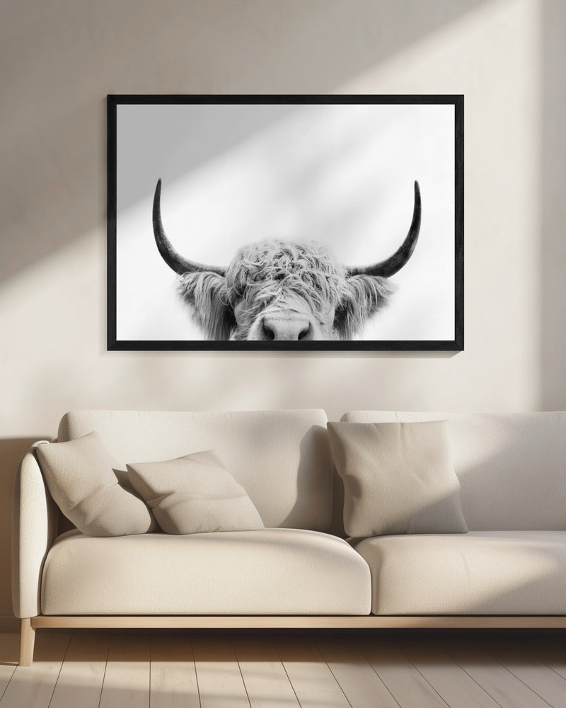 Spähende Kuh SW | Leinwand