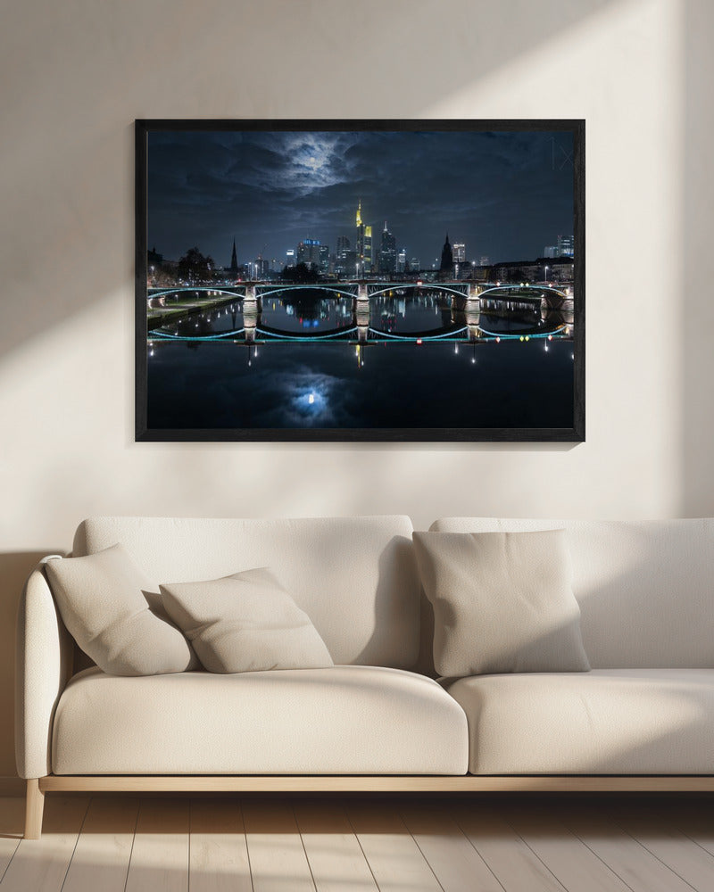 Frankfurt bei Vollmond | Leinwand