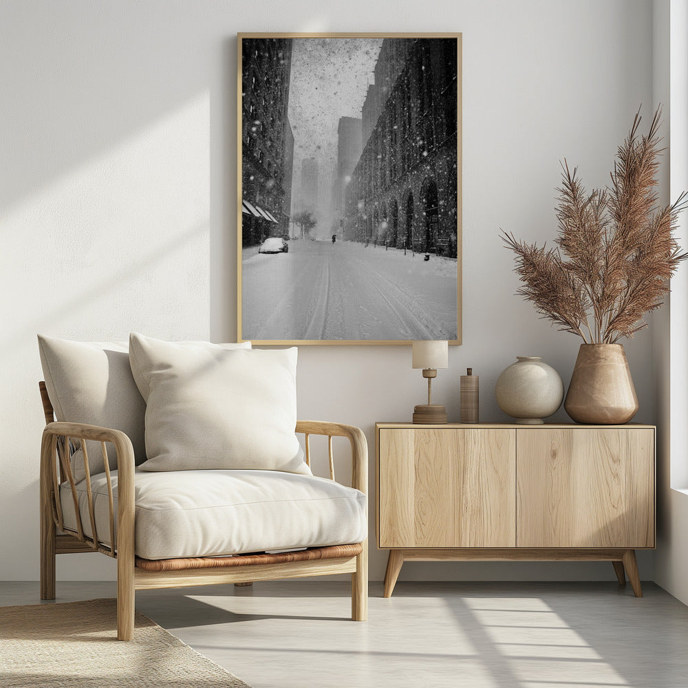 New York Walker im Schneesturm | Poster