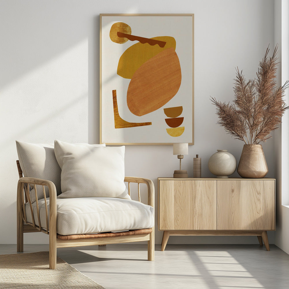 Abstrakte Collage mit warmen Formen | Poster