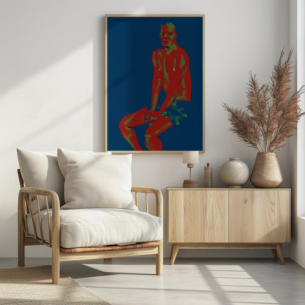 Ein Mann posiert blau | Poster