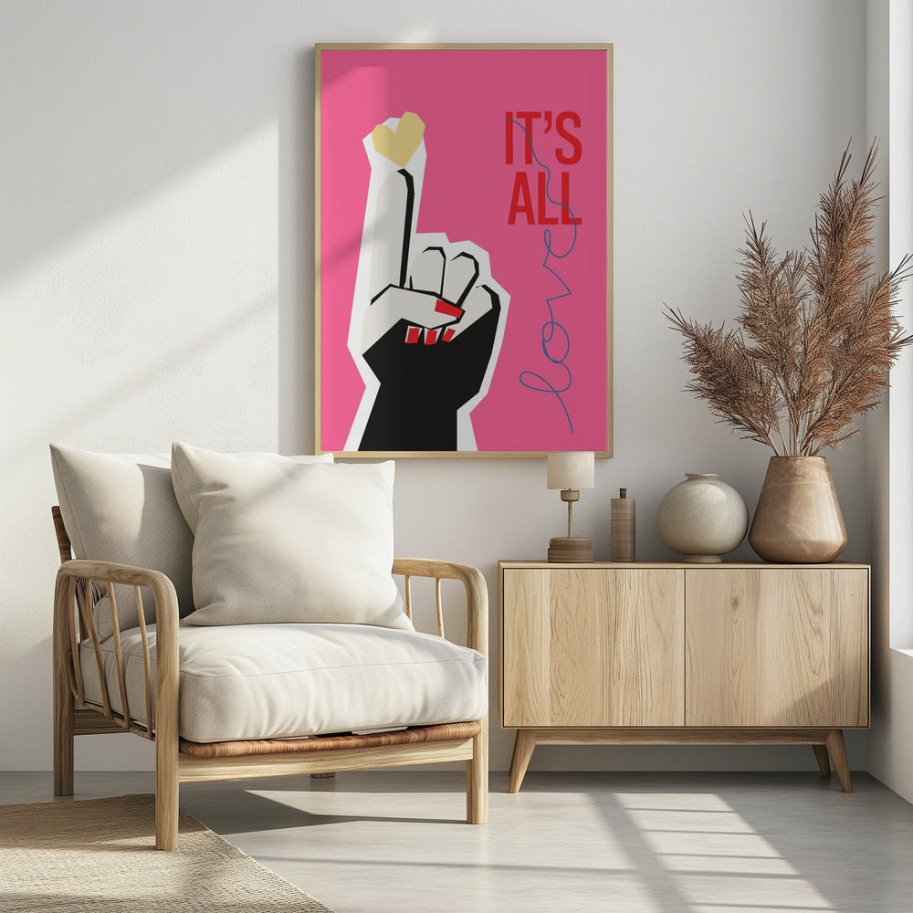 Es ist alles Liebe Hand Pink | Poster