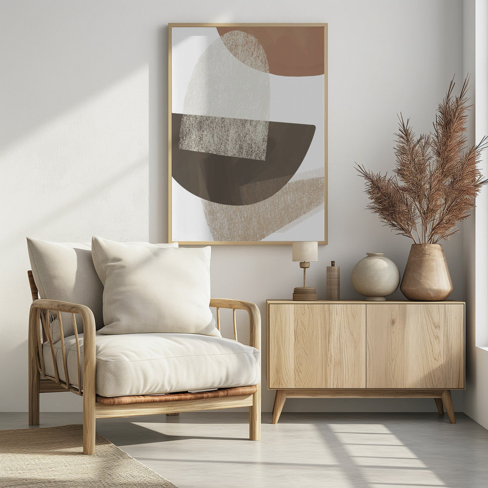 Erdfarbene geometrische Kunst | Poster