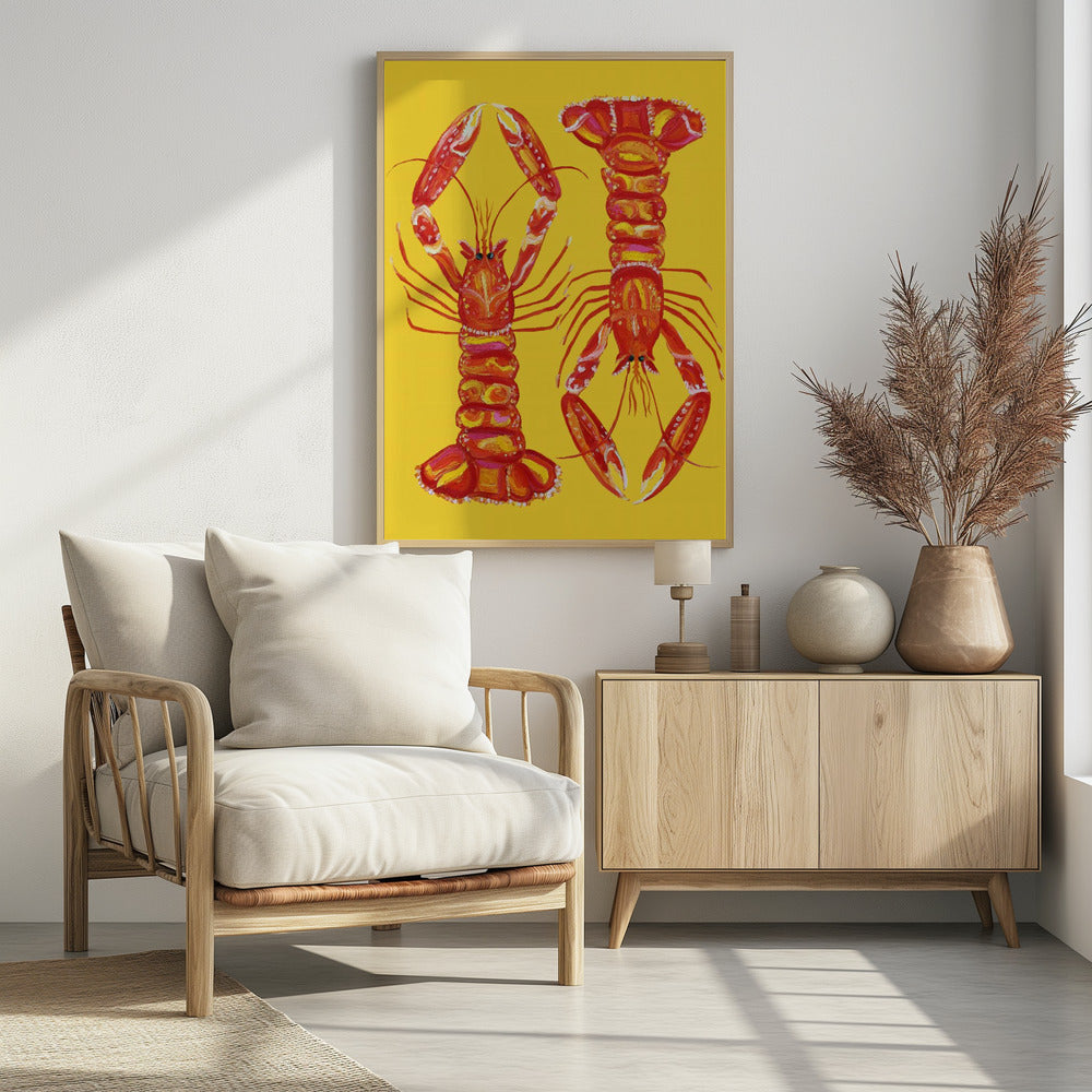 Langustinen auf Gelb | Poster