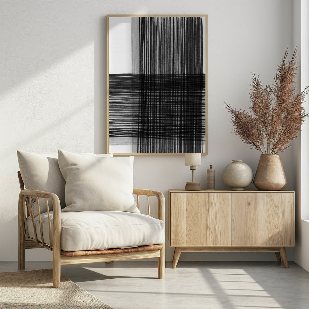 Black And Gray Lines Creating A Grid Pattern | Poster