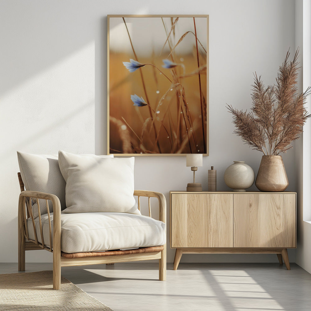 Blaue Blüten im Morgengrauen | Poster