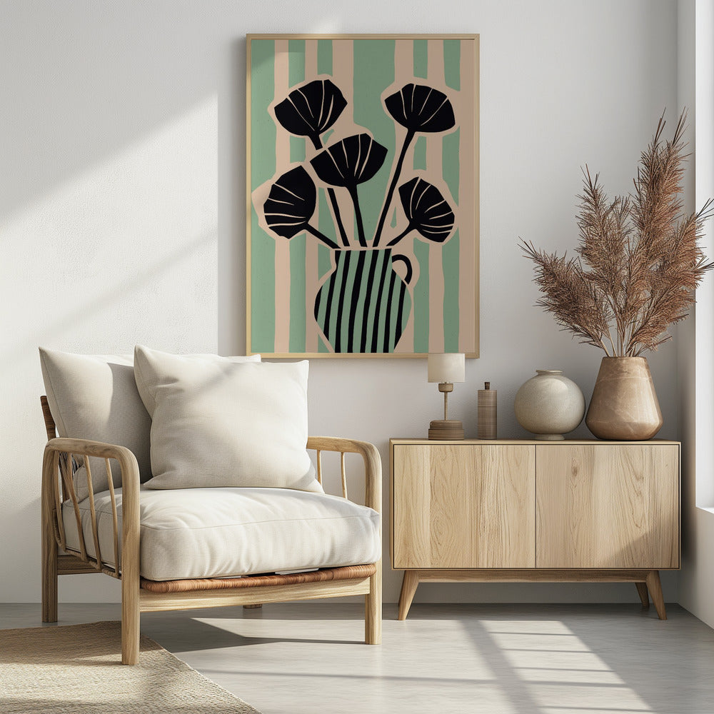 Gestreifte Blütenvase | Poster