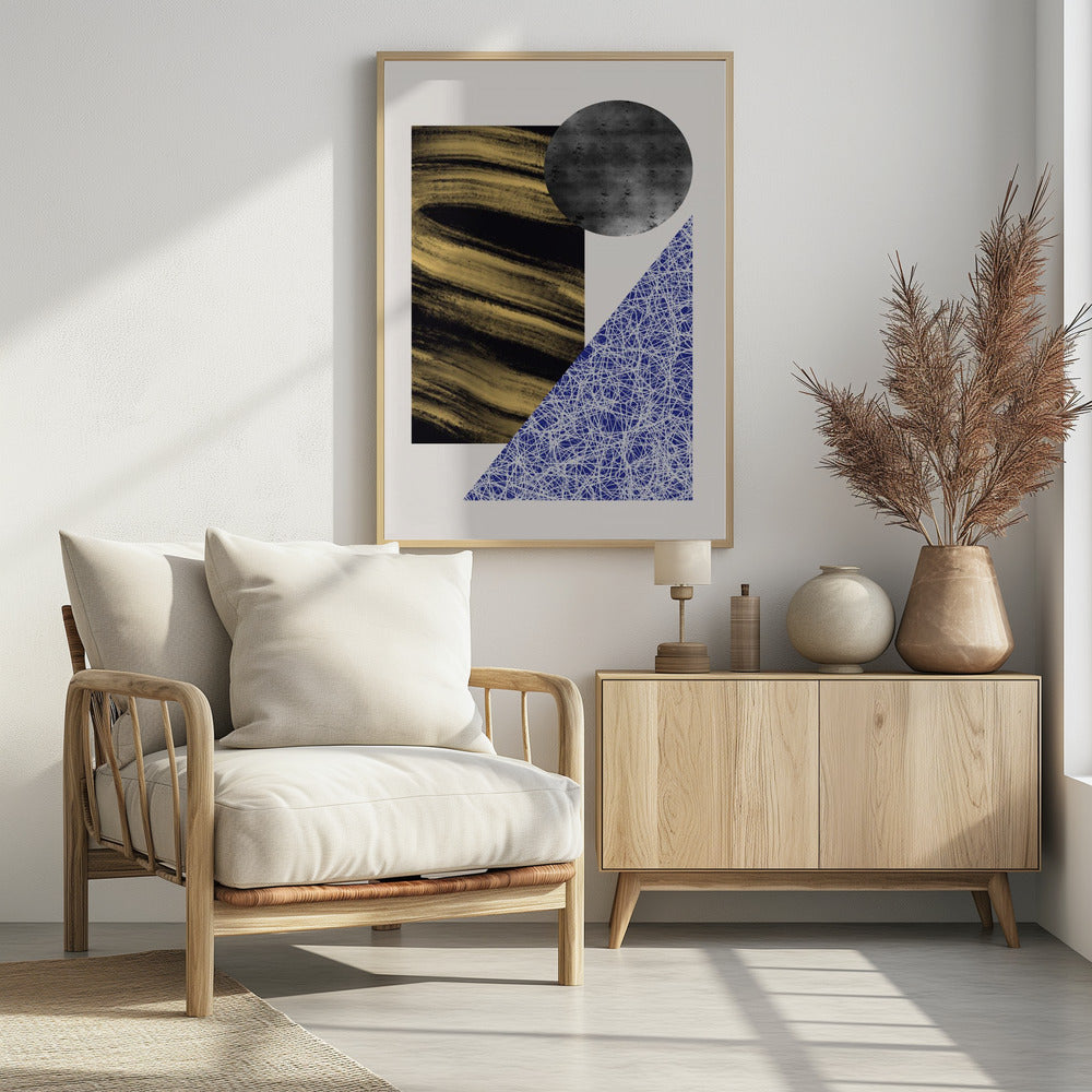 Geometrische Formen mit einer schwarz-goldenen Textur | Poster