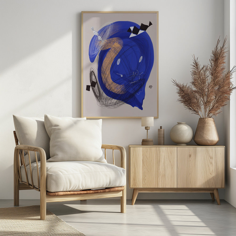 Chaotischer blauer Wirbel | Poster