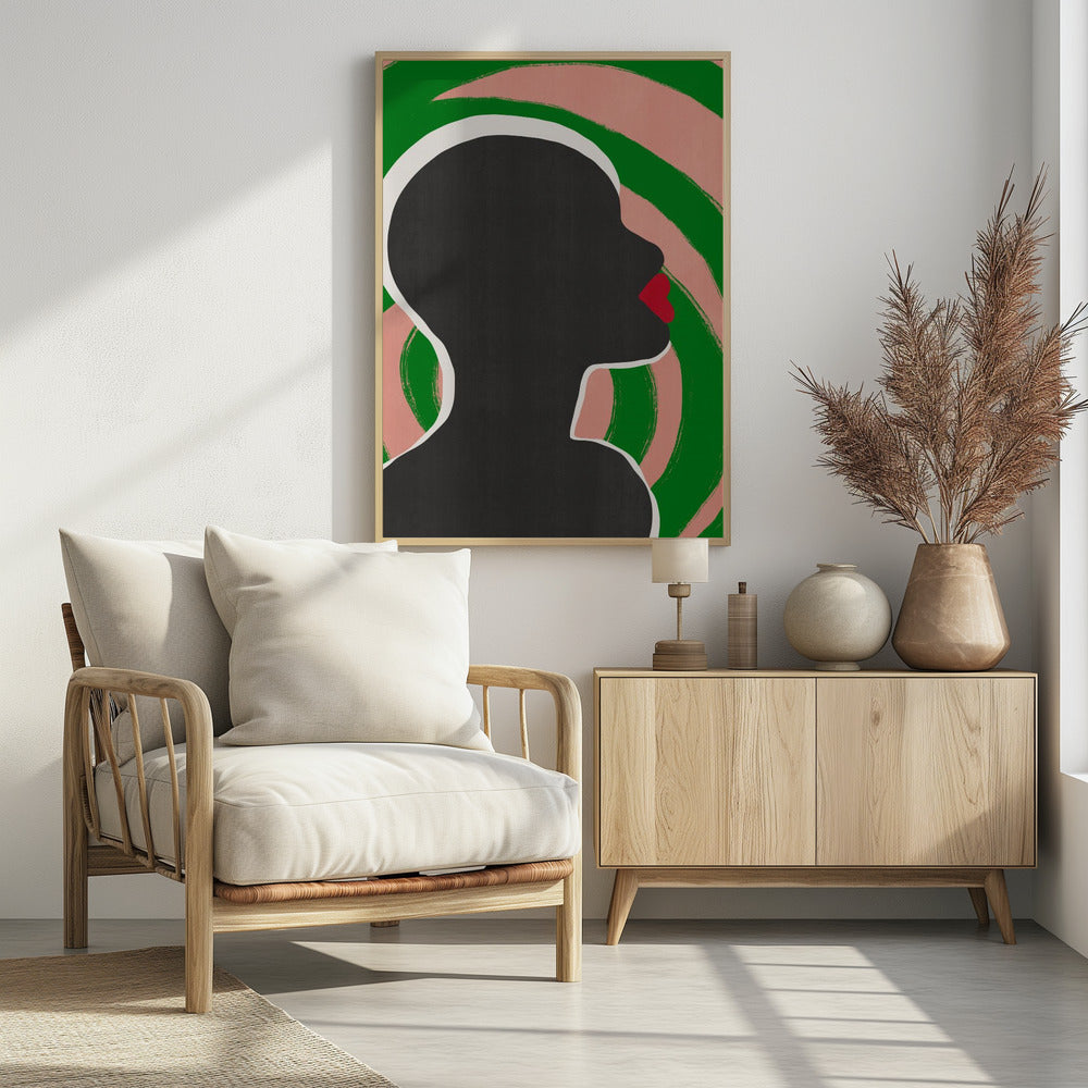 Anonymes Porträt in grüner Spirale | Poster