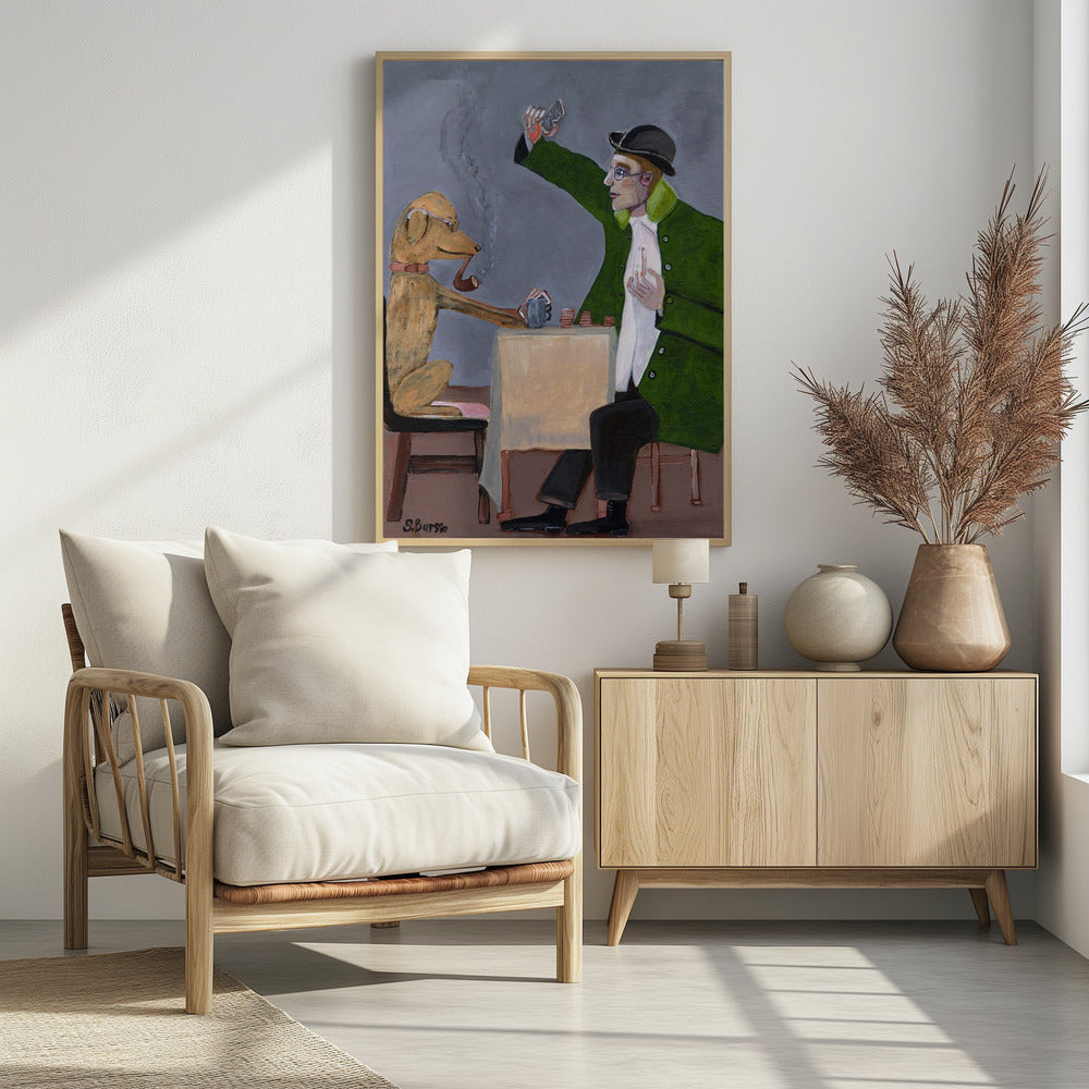 Humor-Kartenspiel mit Hund Vintage | Poster