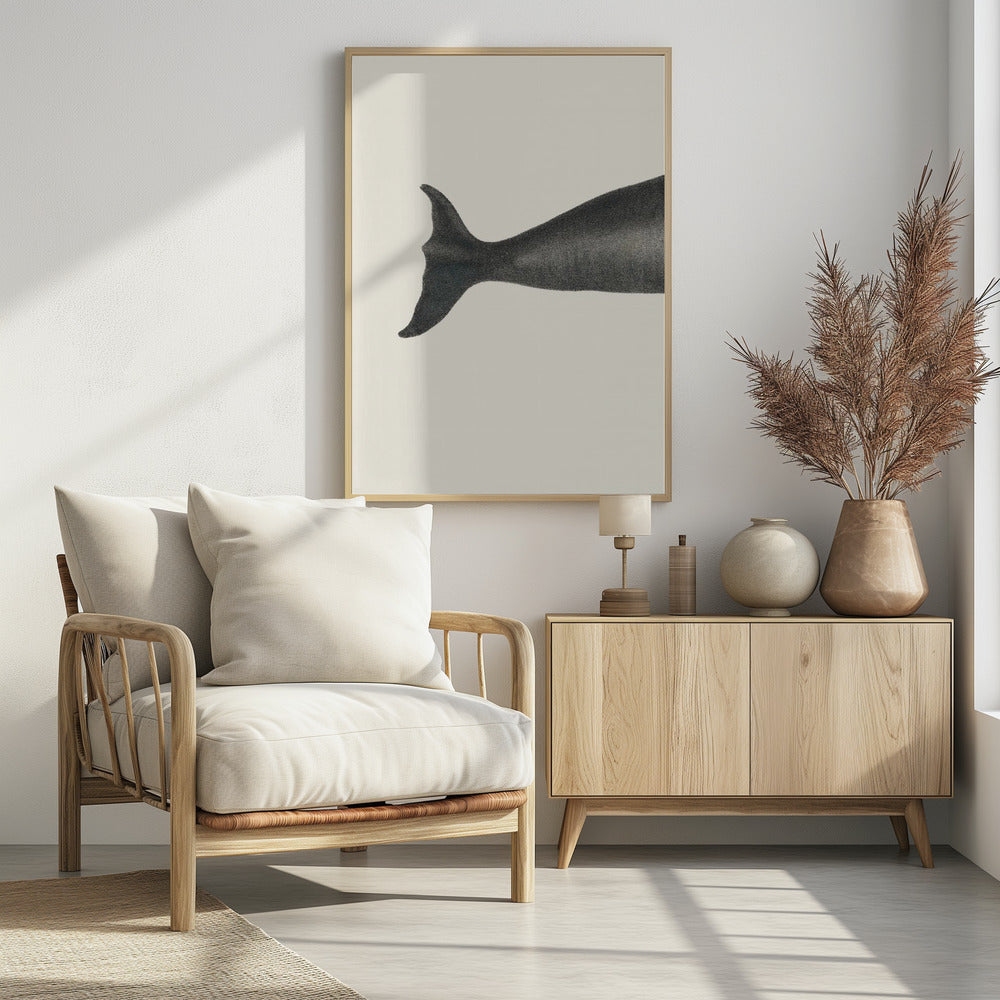 Whale Tight Crop I Handcolored Sealife Lithograph 1824 | Poster