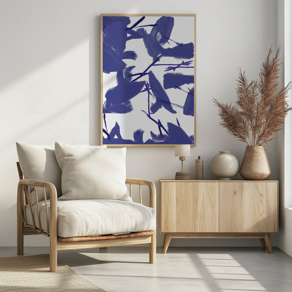 Blaues Blumenmuster Nr. 3 | Poster