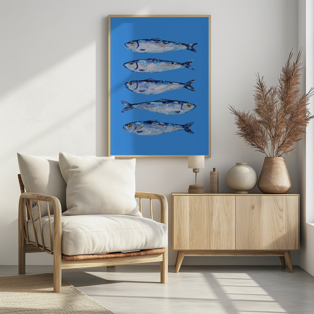 Sardinen auf Blau | Poster