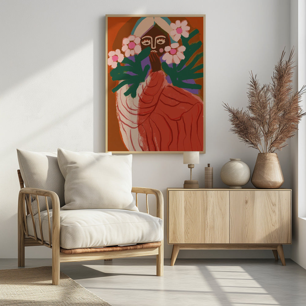 Schüchternes Blumenmädchen | Poster