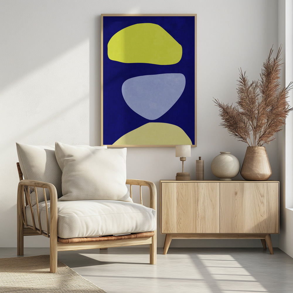 Abstrakte Formen Blau und Gelb | Poster