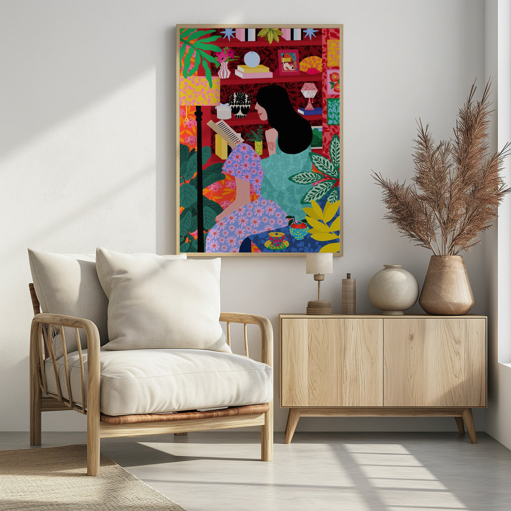 Mädchen liest ihr Lieblingsbuch | Poster
