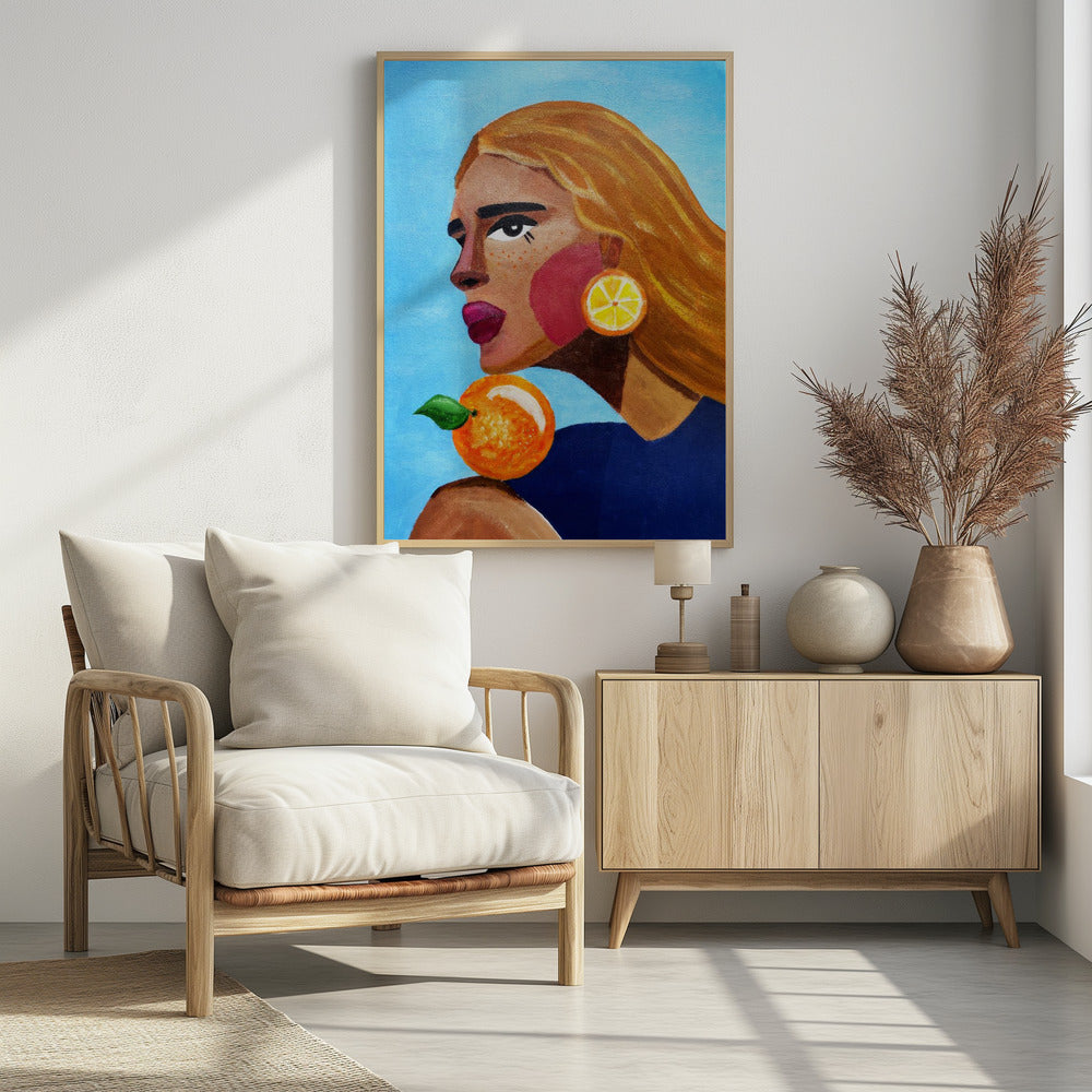 Frau mit Orange | Poster