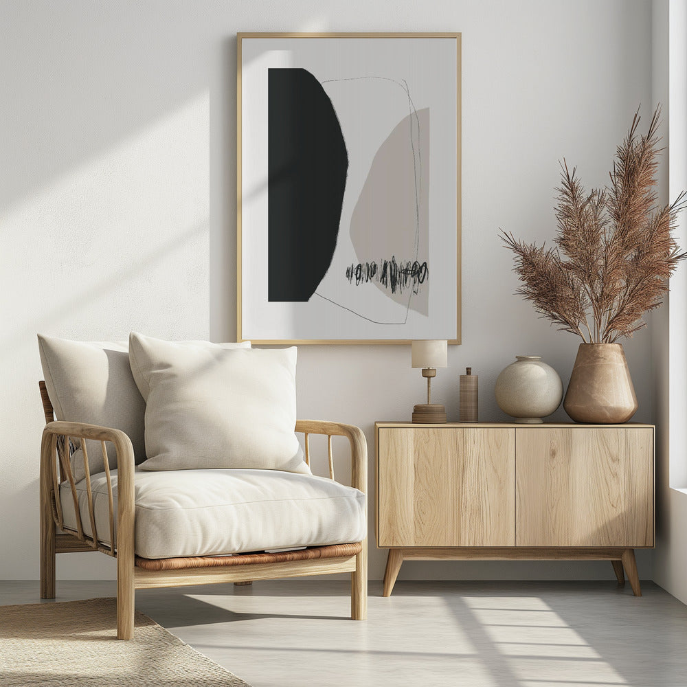 Organische Formen und Linien in neutralen Tönen | Poster