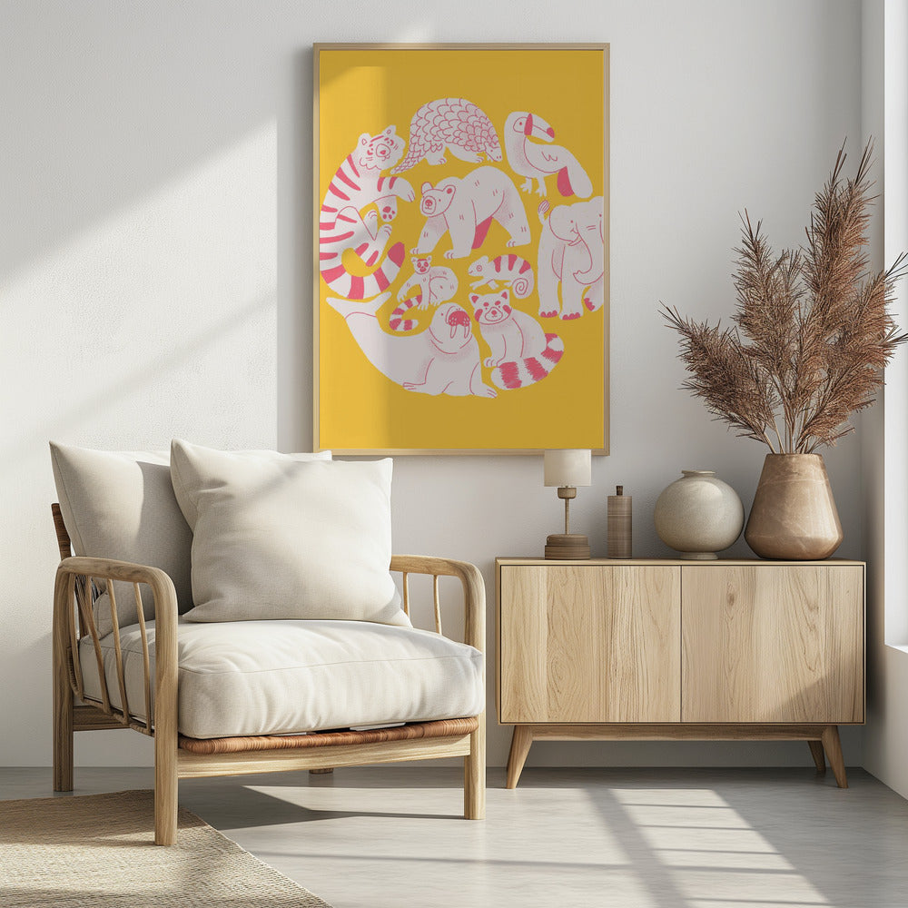 Gelbe Tiercollage | Poster