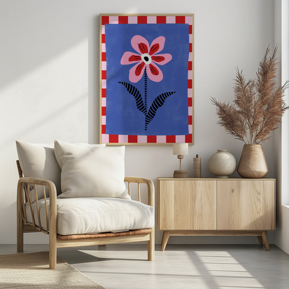 Flower with Pink Petals and Striped Leaves | Poster