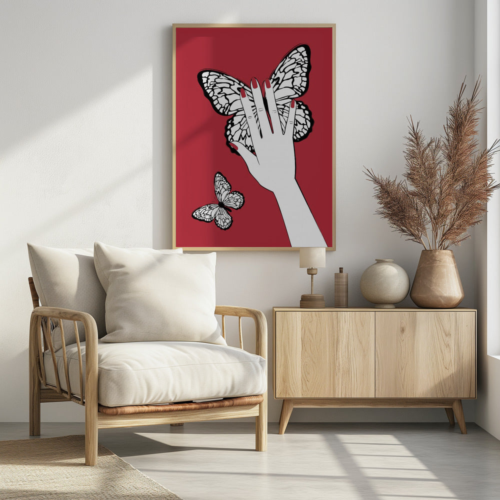 Hält einen Schmetterling | Poster