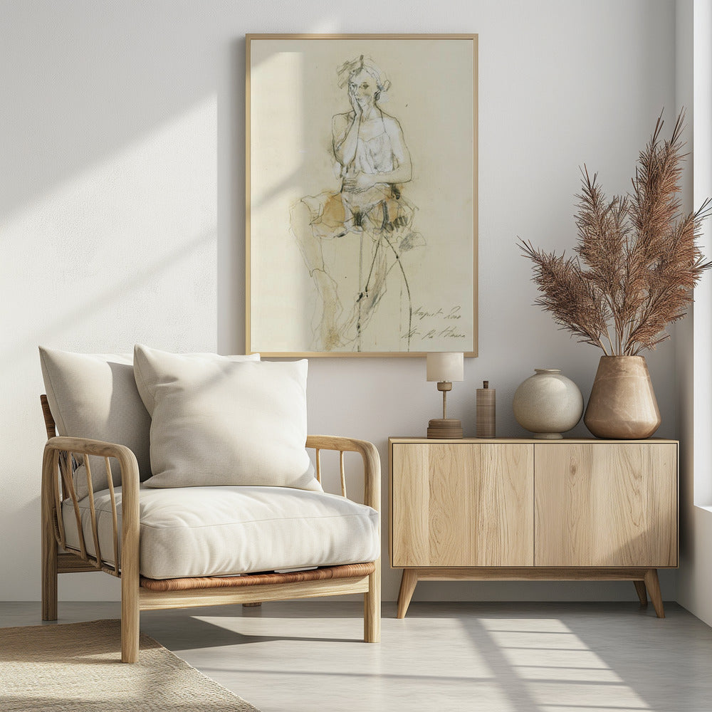 Sitzende Figur in nachdenklicher Pose | Poster