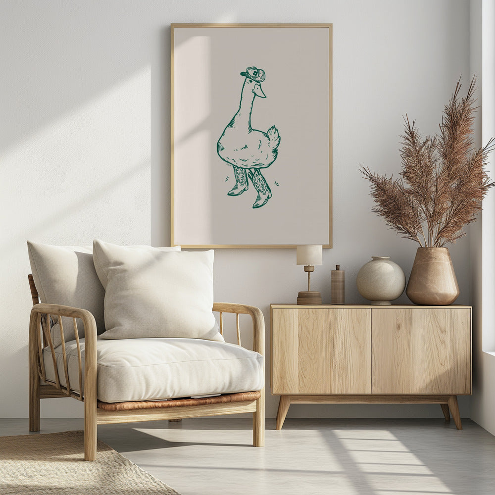 Ente in Westernstiefeln in Grün | Poster