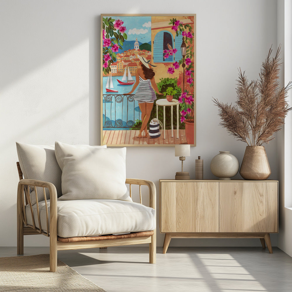Reiseplakat Frau in Saint-Tropez, Frankreich | Poster