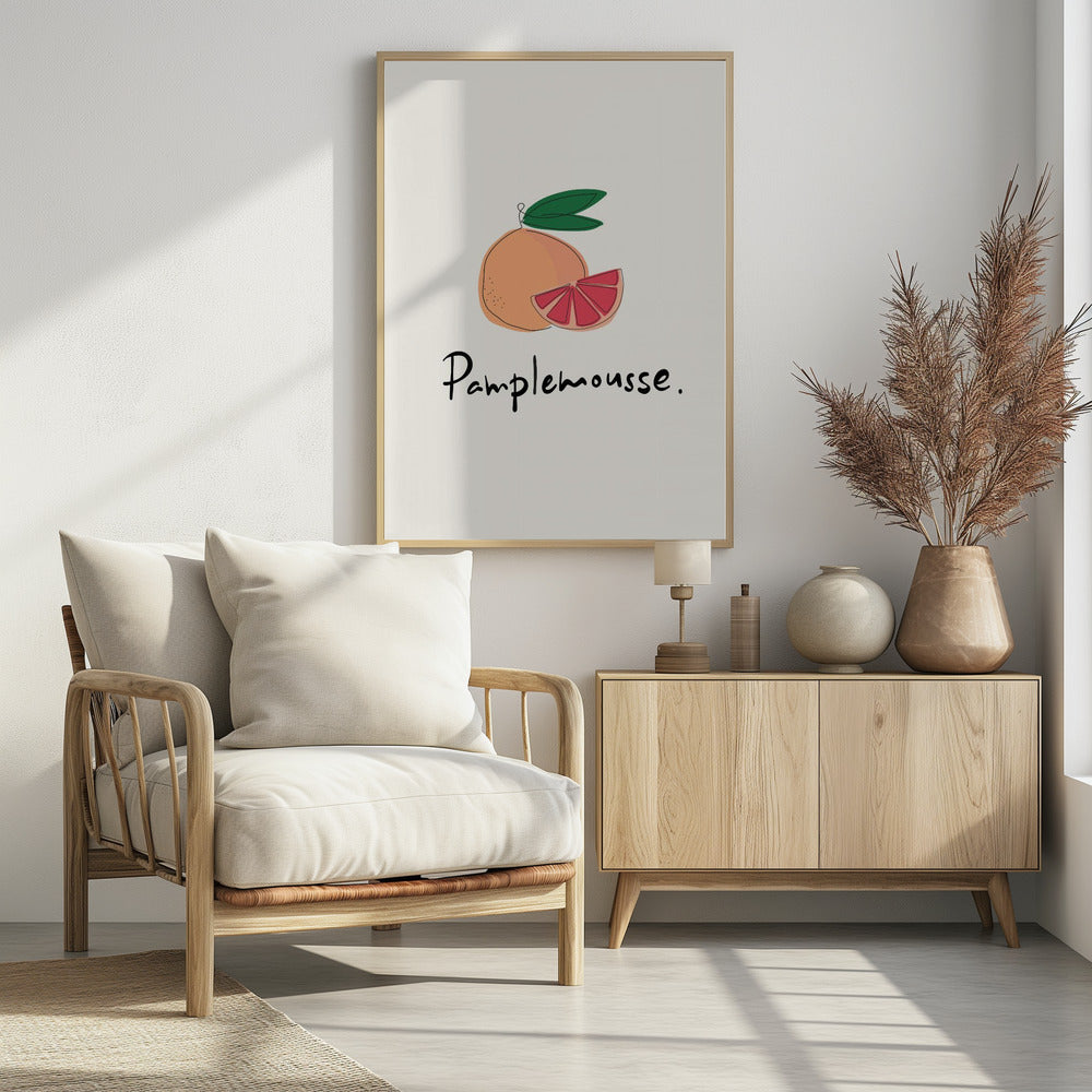 Moderne französische Obstkollektion "Grapefruit / Pamplemousse" | Poster