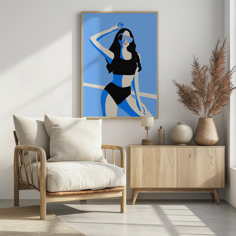 Blaues Sportmädchen | Poster