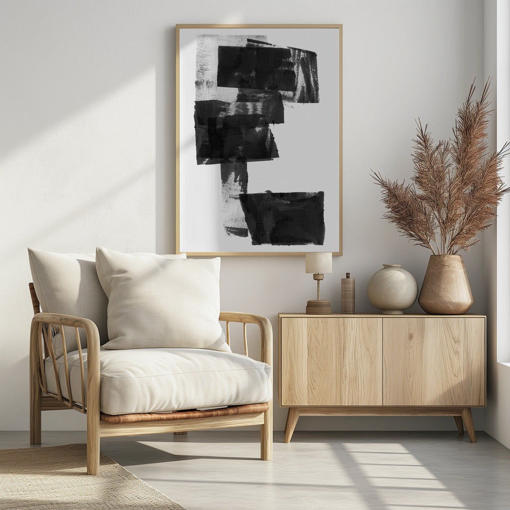 Abstrakte Komposition in Schwarzweiß Nr. 1 | Poster