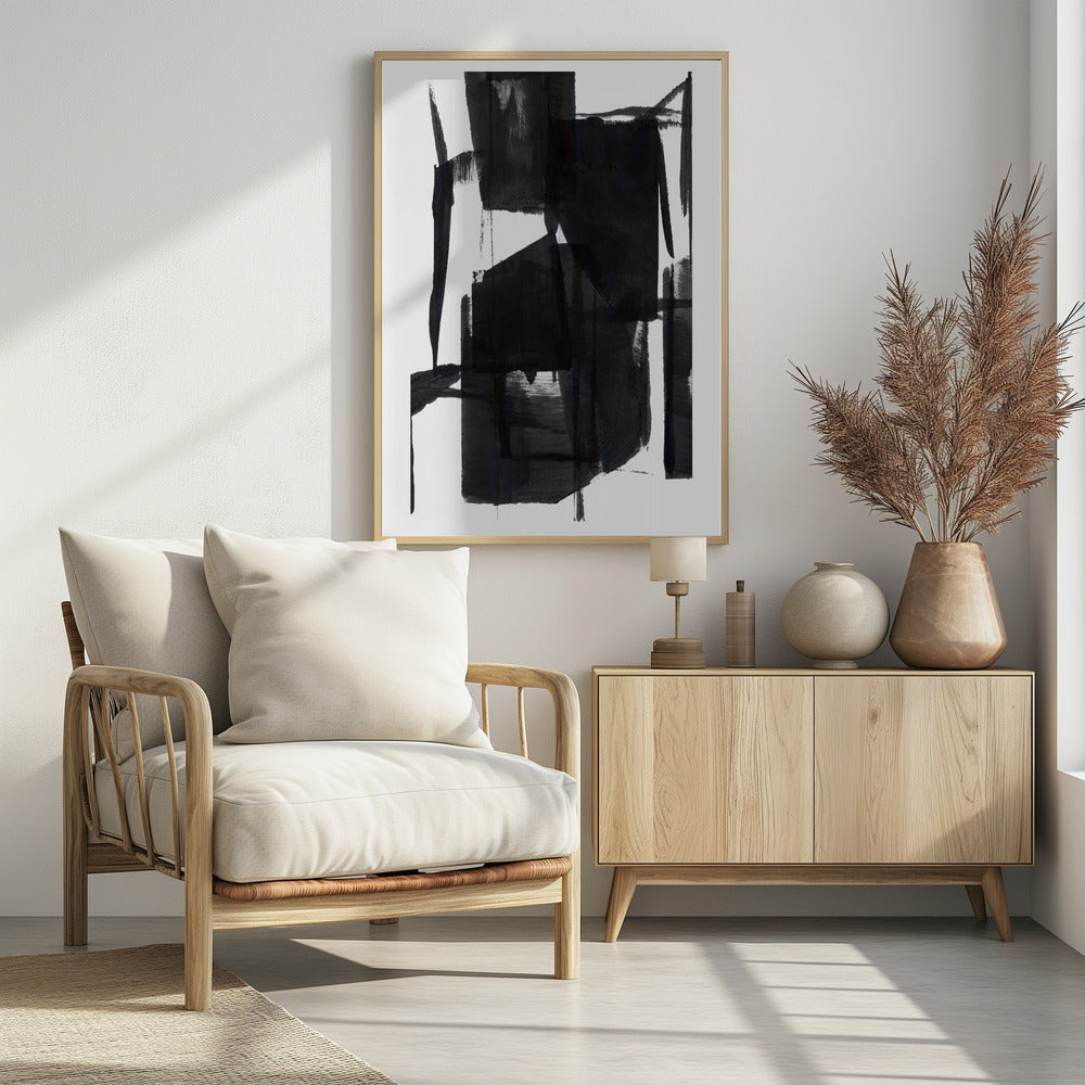 Abstrakte Komposition in Schwarzweiß Nr. 7 | Poster